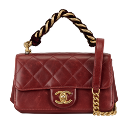 Paris-Cosmopolite Small Flap Bag, Leather, Red, 26249344(18-19), DB/AC,3*